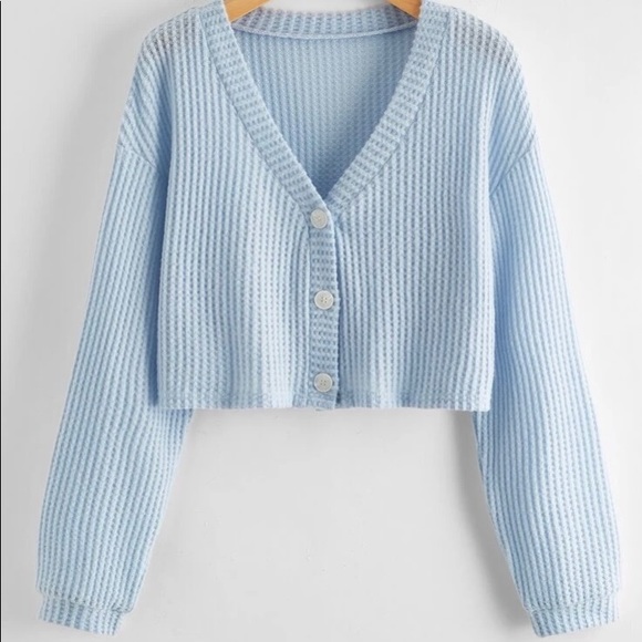 Cropped baby blue cardigan - Picture 2 of 2